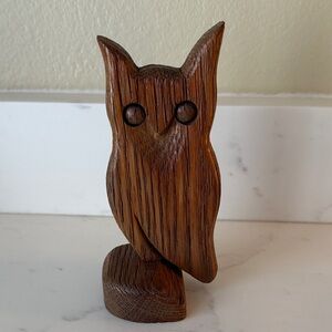 Vintage Wooden Hand carved Owl Figure